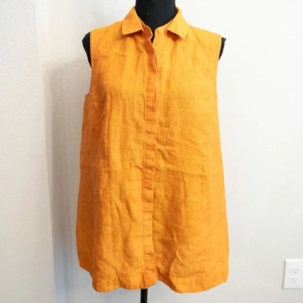Lafayette New York Sleeveless Linen Ladies Size Medium Blouse - Picture 1 of 7
